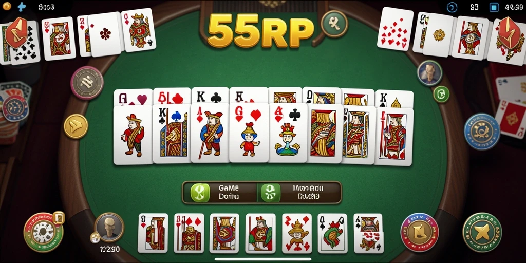 Tampilan gameplay seru dari 55RP dalam permainan Domino.