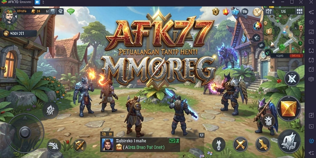 Tampilan gameplay <strong>AFK77</strong> yang mendebarkan dalam pertempuran dungeon.