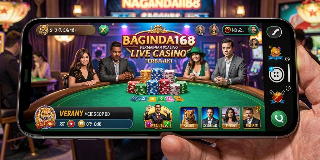 Screenshot BAGINDA168 menampilkan dealer profesional dalam sesi Live Casino yang mengasyikkan.