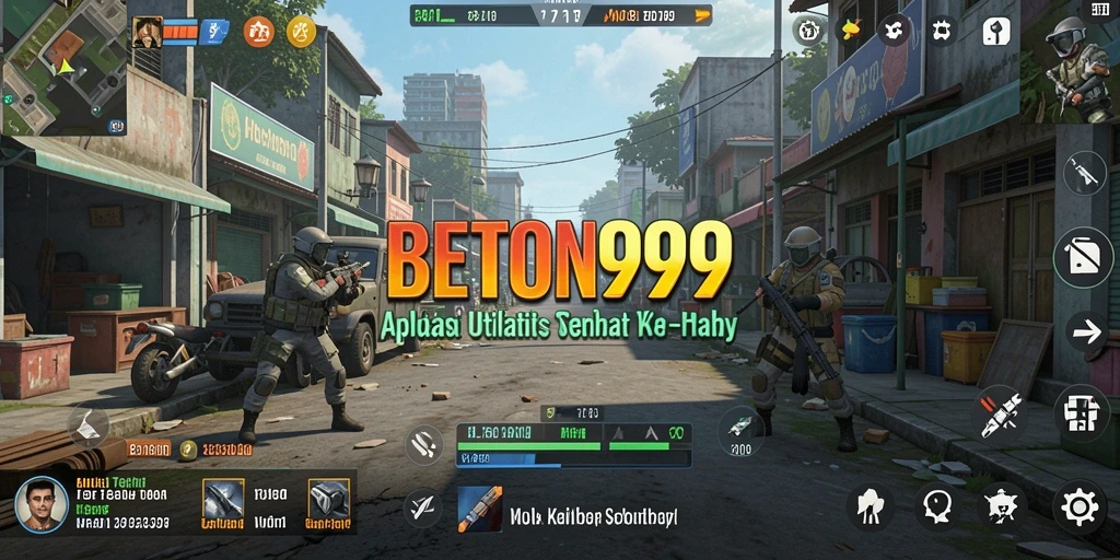 Tampilan antarmuka utama aplikasi BETON999 yang menonjolkan fitur utilitas.