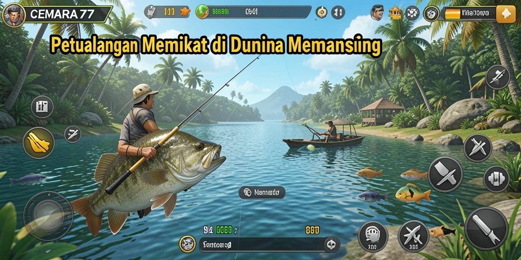 Screenshot gameplay CEMARA77 menampilkan aksi memancing yang seru dan grafik menawan.