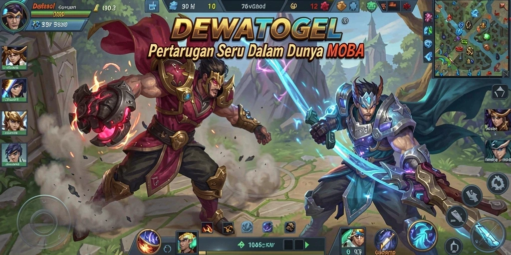 Gameplay MOBA seru di DEWATOGEL dengan aksi pertarungan yang mendebarkan.
