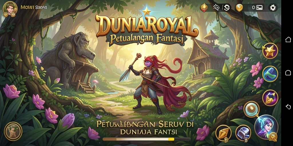 Screenshot gameplay DUNIAROYAL yang menampilkan aksi petualangan yang mendebarkan.