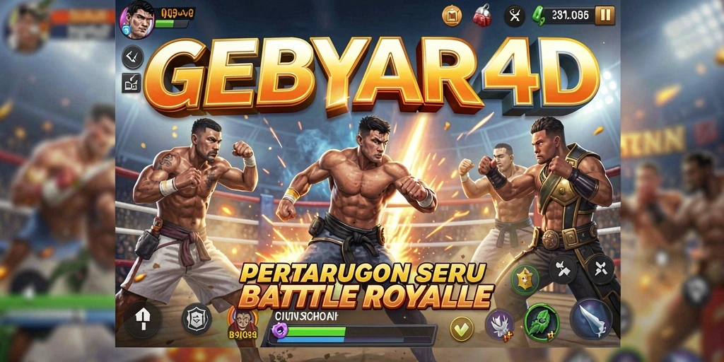 Tampilan gameplay seru dari GEBYAR4D dalam mode Battle Royale.