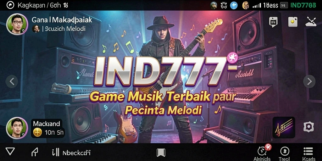 Tampilan screenshot utama IND777 menampilkan gameplay interaktif musik.