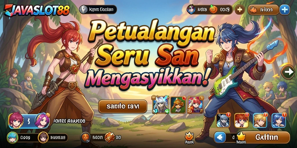 Tampilan gameplay <strong>JAVASLOT88</strong> yang penuh warna dan penuh petualangan anime.