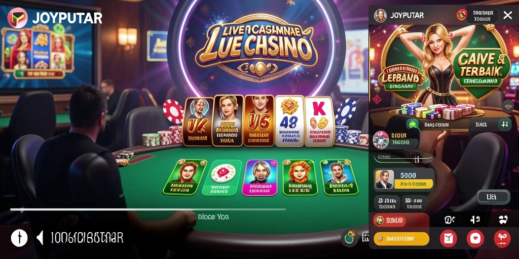 Tampilan gameplay Live Casino JOYPUTAR dengan dealer profesional.