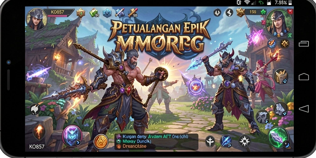 Tangkapan layar memperlihatkan pertempuran epik dalam dunia KO857.