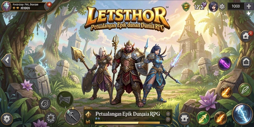 Gameplay dalam LETSTHOR yang menampilkan petualangan seru di dunia RPG.