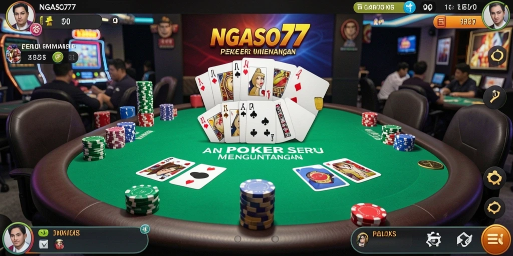 Tampilan menarik gameplay Poker NGASO77 yang mendebarkan.