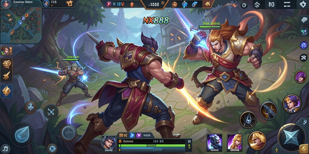 Tampilan gameplay <strong>NX888</strong> yang seru dan dinamis di arena pertarungan.