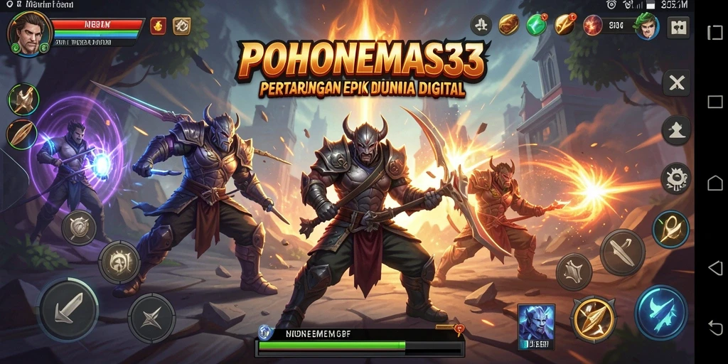Tampilan aksi intens dalam pertarungan karakter di POHONEMAS33.