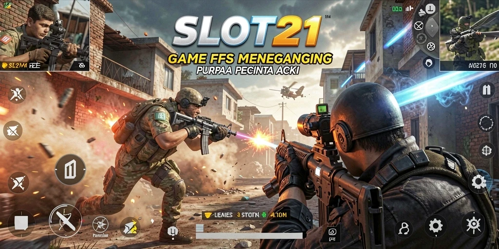 Screenshot dari SLOT21 menampilkan aksi gameplay FPS yang intens dan mendebarkan.