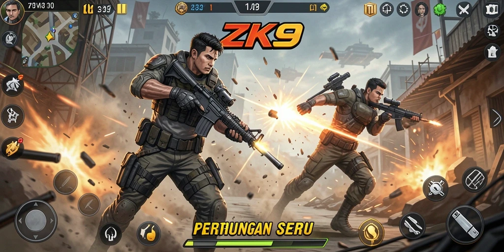 Tangkapan layar ZK9 menampilkan aksi bertarung yang mendebarkan.